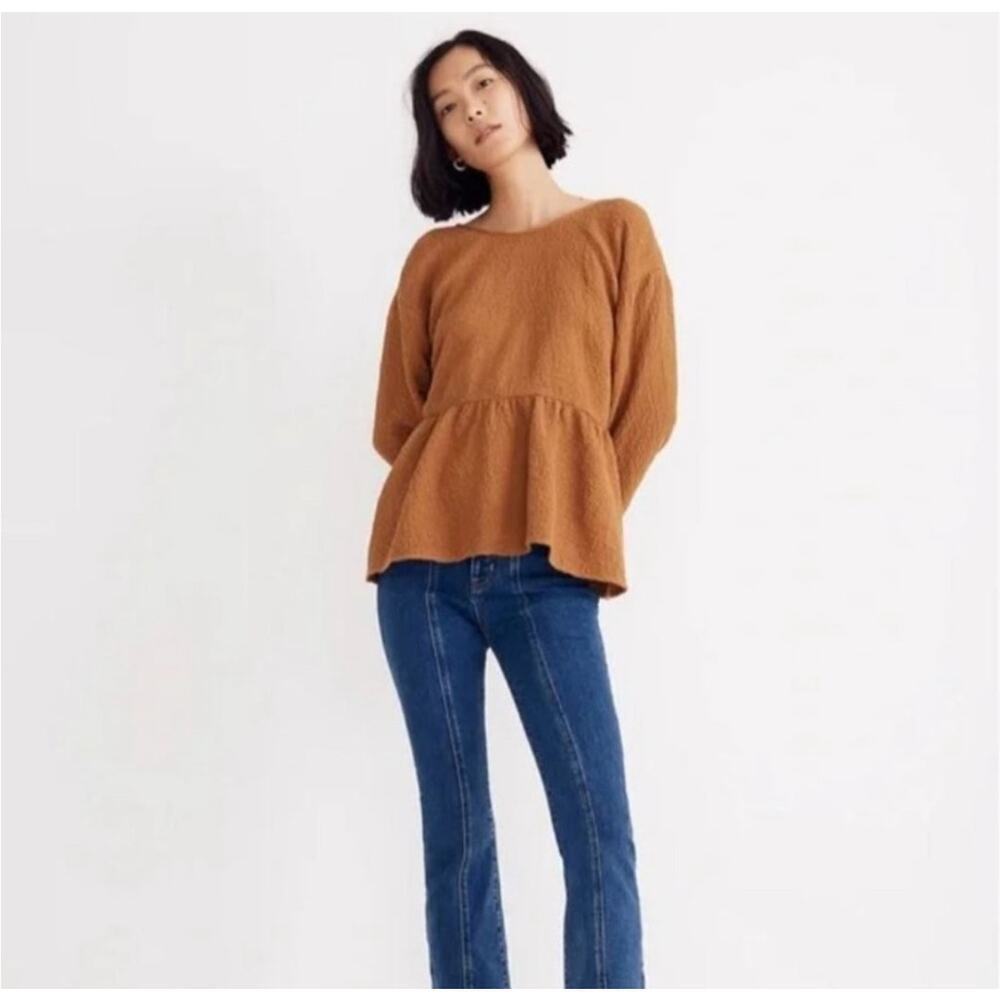 Madewell‎ Peplum 3/4 Sleeve Open Back Top Size XS
